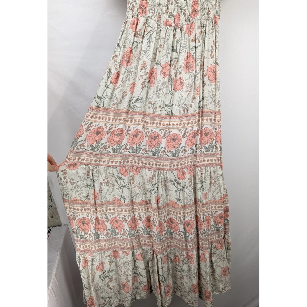 Romantic Floral Puff Sleeve Maxi Peasant Dress Size S Fairy Cottagecore Coquette - Picture 4 of 9